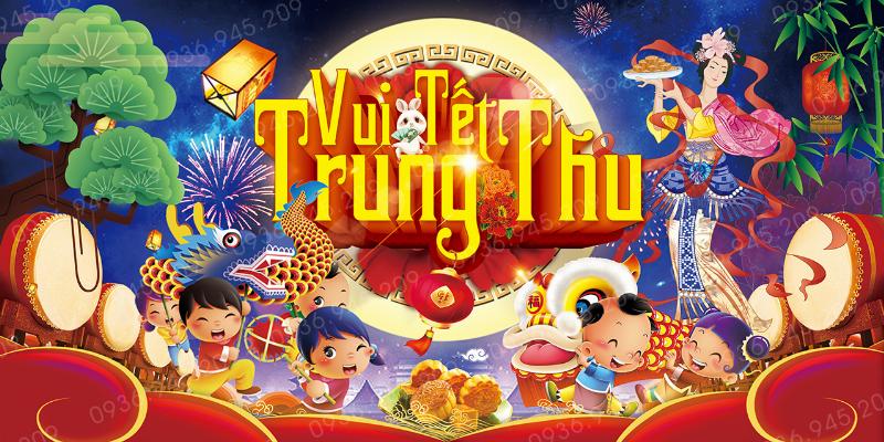 Hinh anh banh Trung Thu, den long, va mua lan bieu tuong Tet Trung Thu tieng Anh